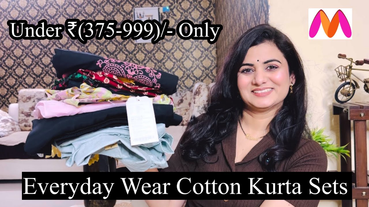 Best Myntra Kurta Set Haul, Embroidered Kurta Pant Set With Dupatta, Cotton Kaftan Kurta Palazzo