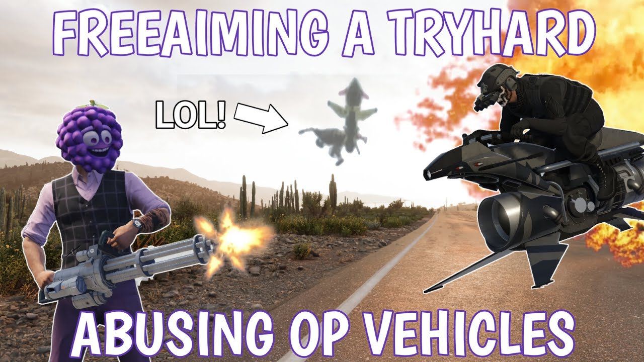 Tryhard Abusing OP Vehicles & Still Couldnt Keep Up in Free Aim! | GTA Online