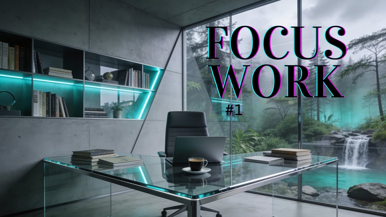 Focus Work Music #1 🎧 | Oficina Futurista + Cascada | Electrónica Suave & Piano | Concentración
