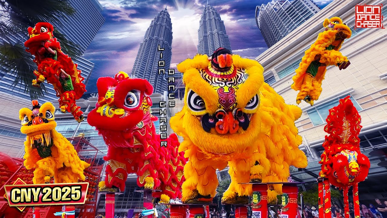 CNY 2025 | Acrobatic Lion Dance | Khuan Loke 群乐 | Suria KLCC | 双峰塔阳光广场 新年特备 高桩醒獅 蛇年春节 难度高桩 拋礼送柑 逗乐群众