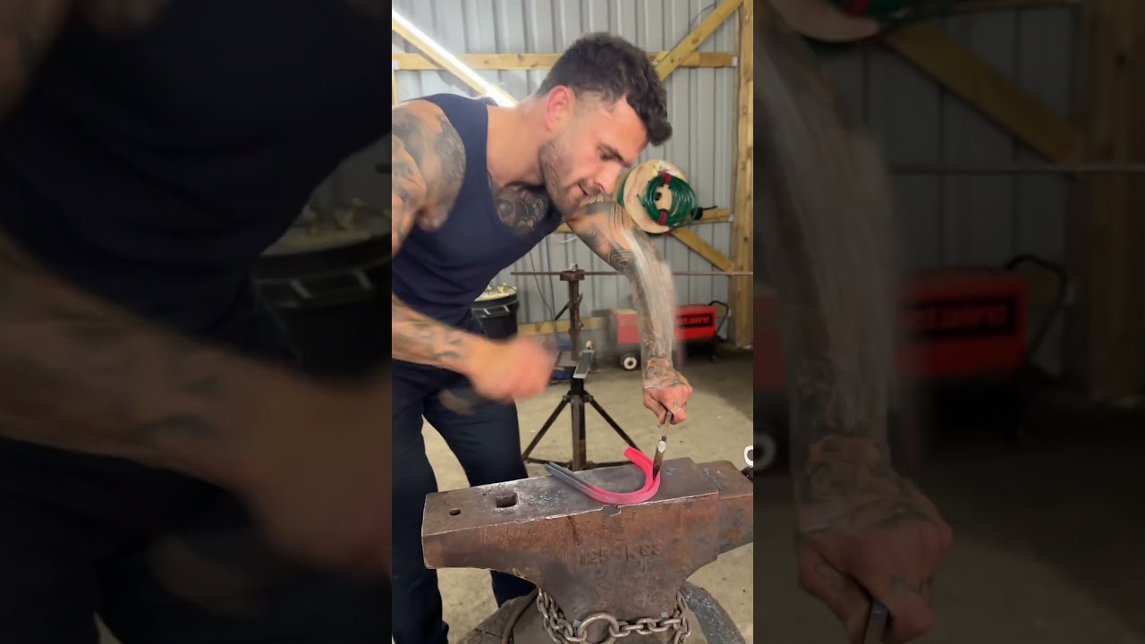 Watch me make a horseshoe part 5! A concave hunter hind #horse #shoe #shorts #fyp #metal