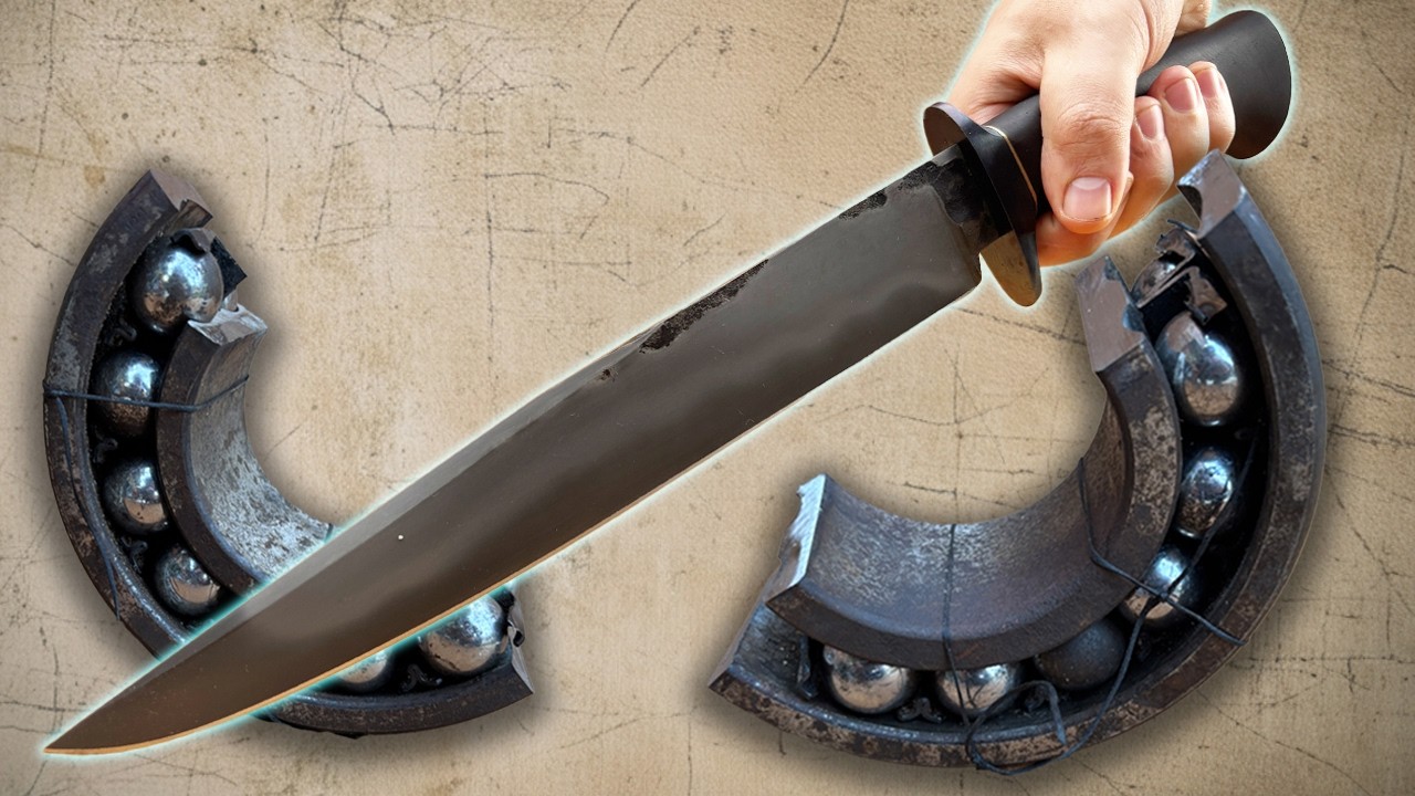 Big Bowie Knife from rusty old bearing
