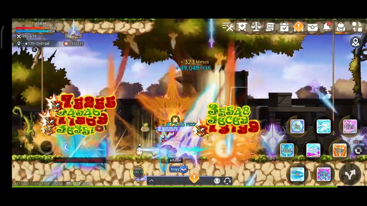 Adele is farming at 139* star force field. Maplestory M Global.