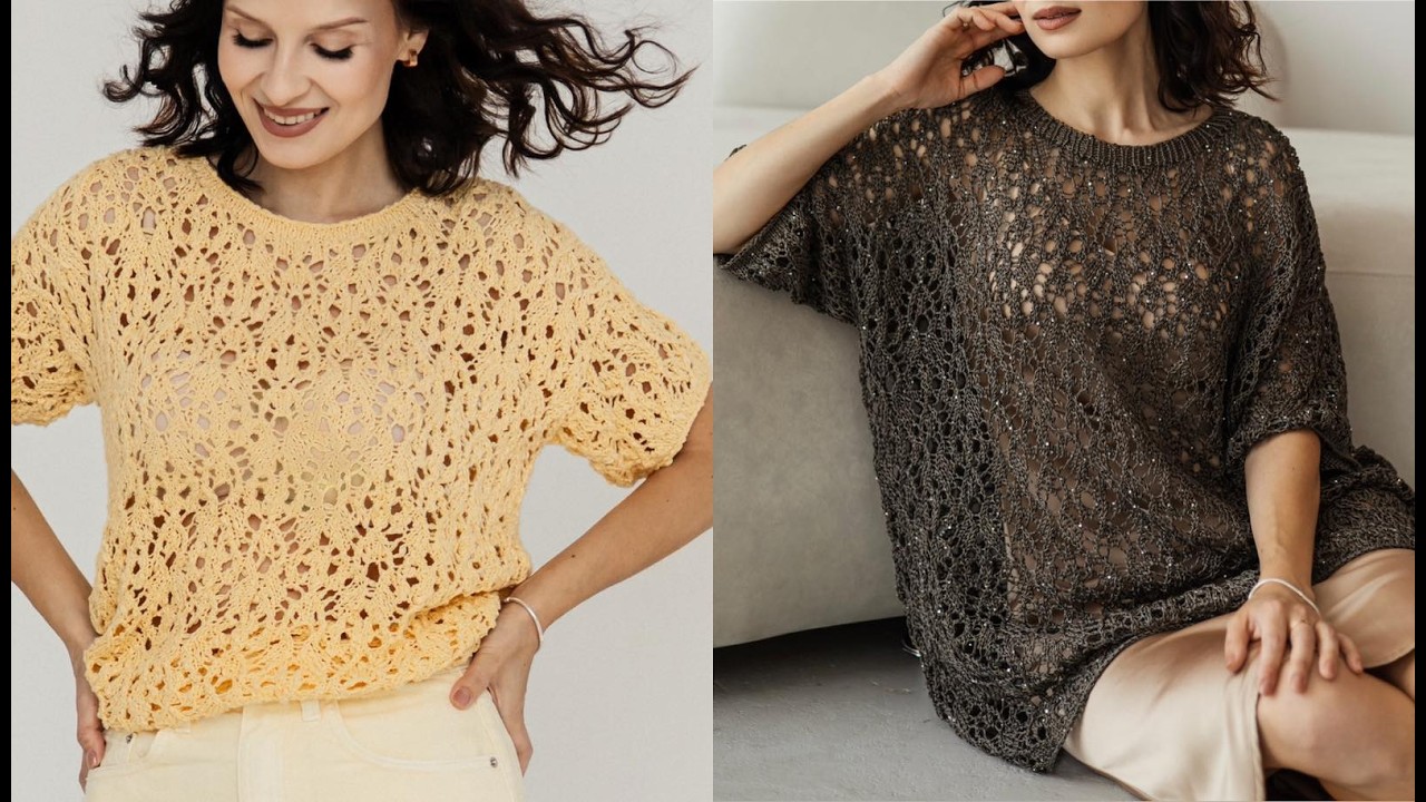 Pattern T-shirt Monil. Футболка спицами ажурным узором 🥰
