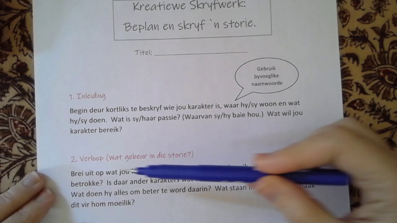 Afrikaans : Graad 6 : Week 6 : 5. Beplan en Skryf 'n storie