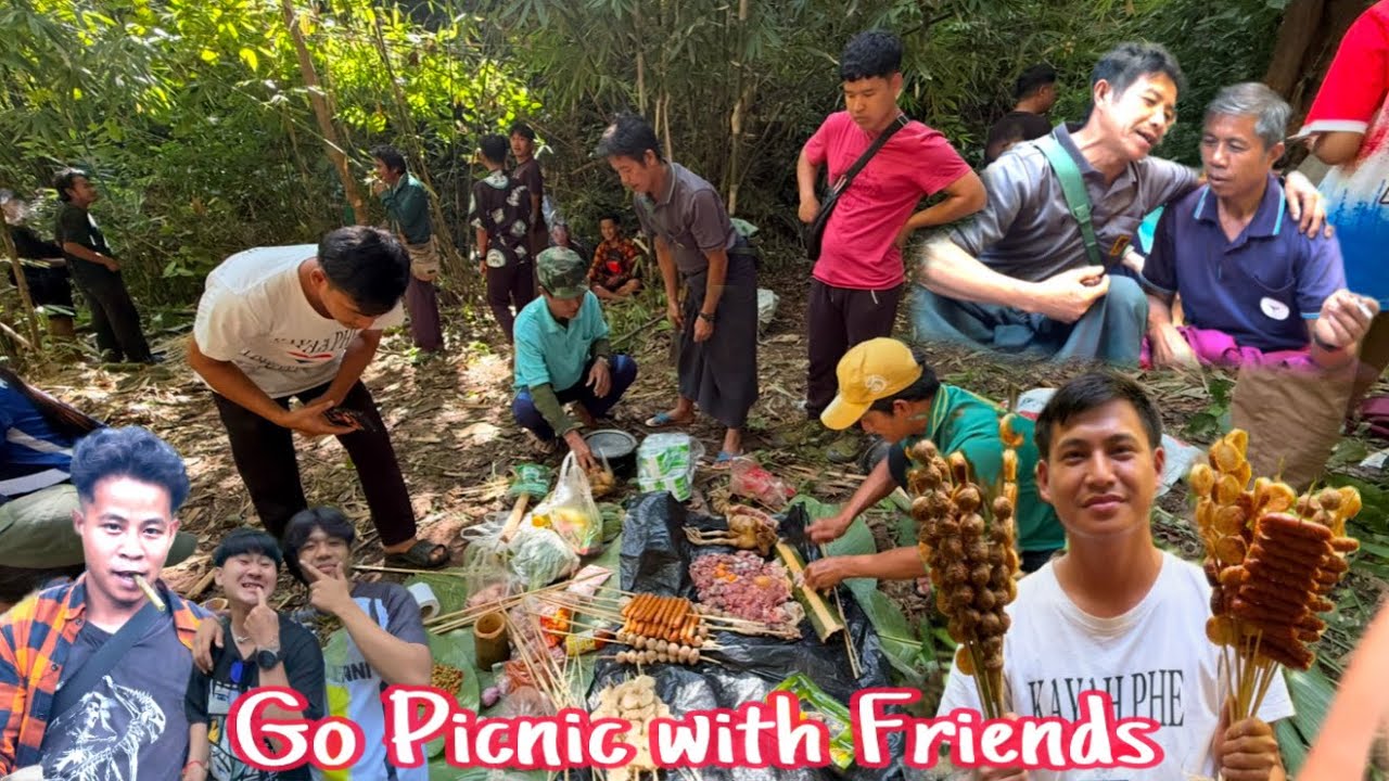 Karenni Go Picnic Cooking Food with USA-Friends in The Forest 2024