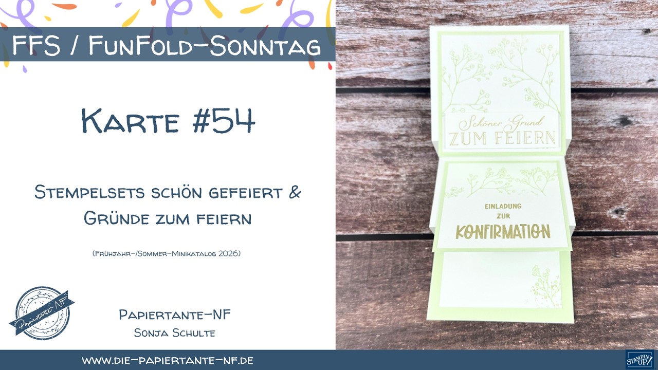 FunFold Karte #54: Karte zur Konfirmation mit Schön gefeiert und Gründe zum Feiern von Stampin' Up!