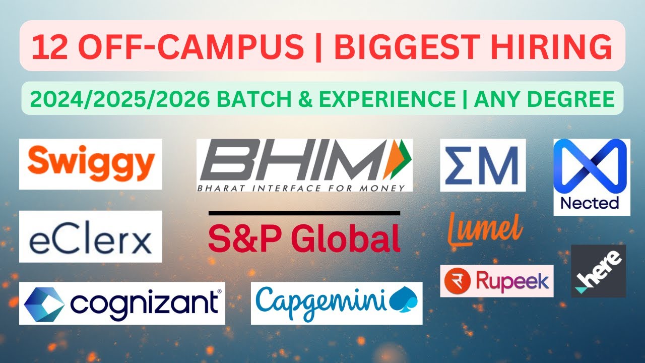 12 URGENT JOBS for 2024/2025/2026 batch | Any Graduate | Internship & Full Time Jobs