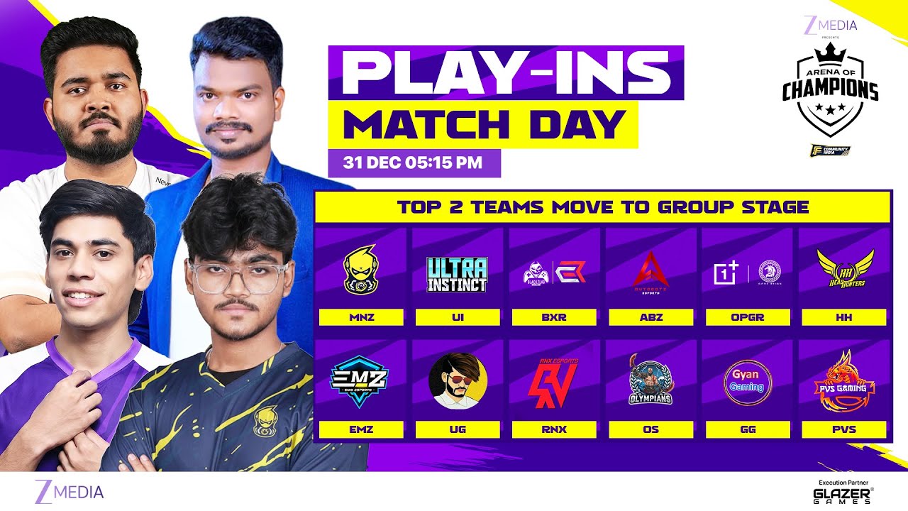 Zee Media Arena of Champions | Play-Ins | Top 2 teams move to Group Stage