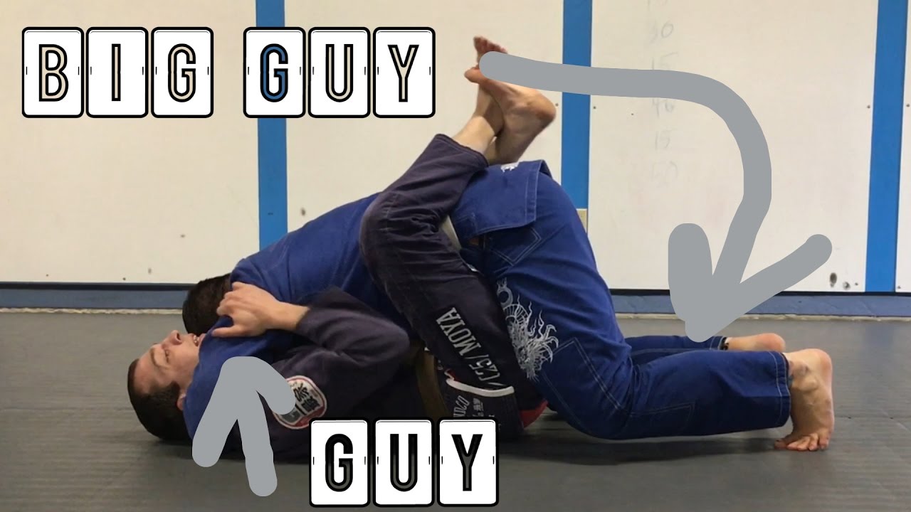 Simple way to sweep a big guy in guard when stacked