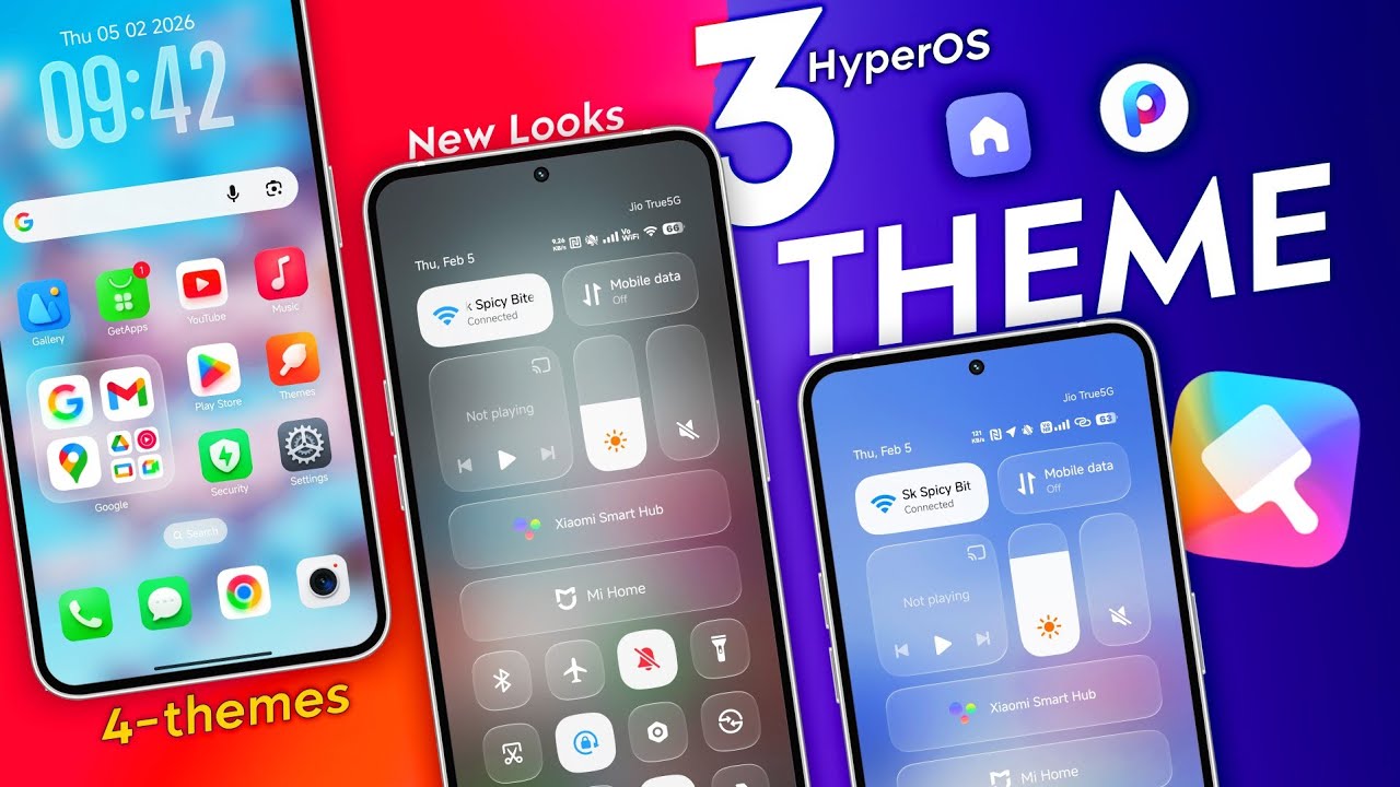 HyperOS 3 Apply New Transparent Control Center Toggles | 4 New HyperOS 3 Themes & Good Customization