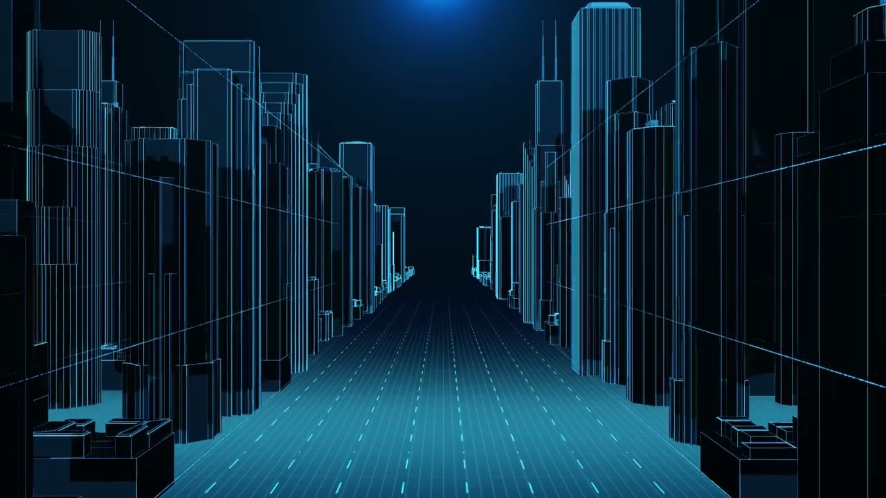 Blue City Outline, Technology Background for Websites