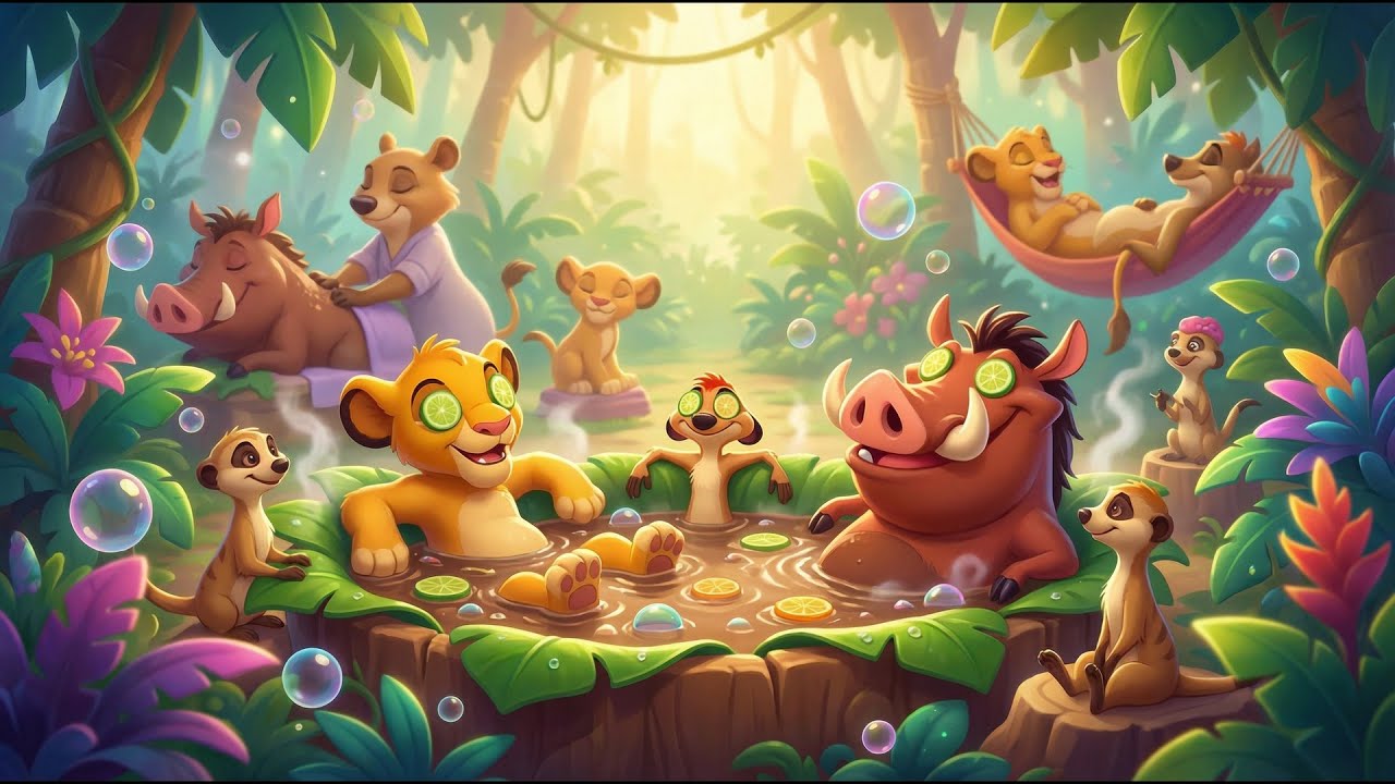 Timon & Pumbaa Enjoy a Hot Spring! 🌿🛁 A Relaxing Jungle Spa Day | Funny Lion King Animation