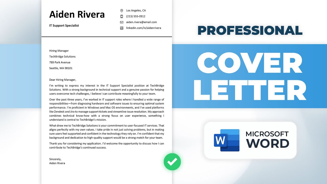 How to Make a Cover Letter in MS Word | Professional Cover Letter | Free Template Download