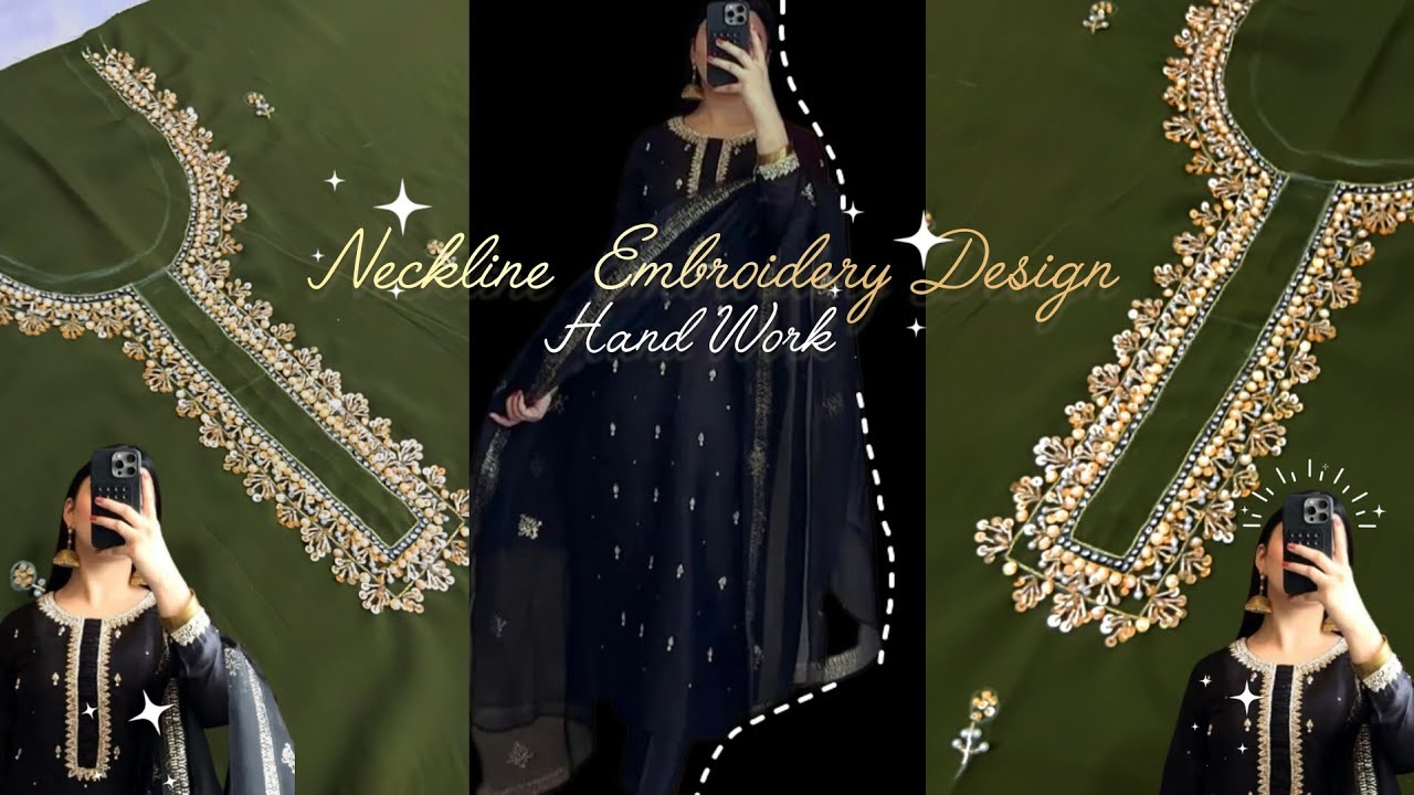 Neckline Embroidery Design With Needle 🪡 Pakistan Style Embroidery Suits |How To Design Suit 📍