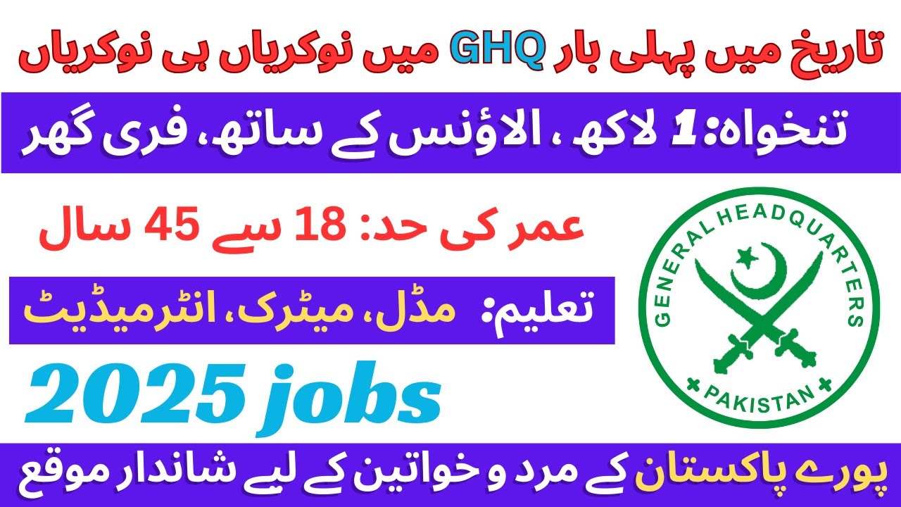 Today new government Jobs in Pakistan 2025|| GHQ New jobs 2025|| PAK Ministry of defence jobs 2025