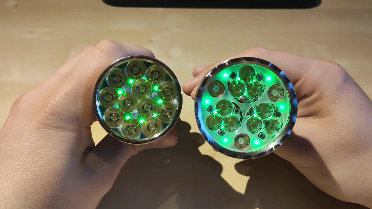 Сравнение фонарей Noctigon K9.3 и Fireflies E12R с отображением светового луча &mdash; битва 12-светоди...