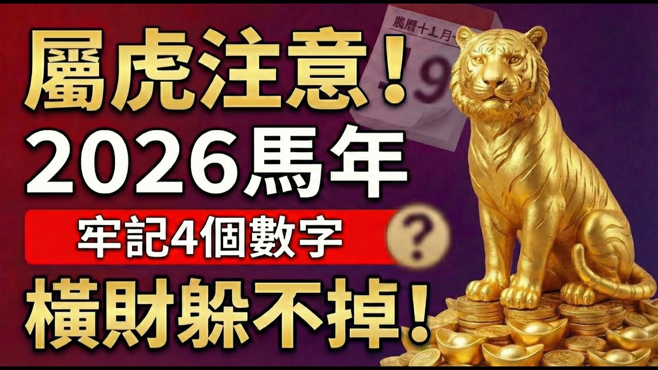 生肖虎恭喜！2026年丙午馬年，你的偏財旺，這4個數字最招財，記住用它，會有橫財驚喜！#2026生肖虎運勢 #屬虎2026運勢 #偏財 #生肖虎 #橫財 #招財數字 #幸運數字 #2026馬年 #屬虎