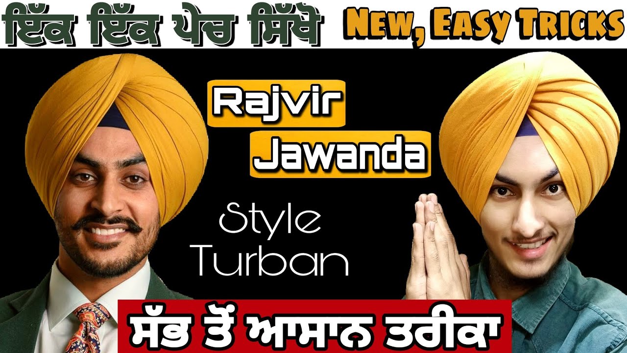 RAJVIR JAWANDA wargi pagg // STEP BY STEP // WITH BASE AND POONI // 6 PECHA WALI PATIALA SHAHI PAGG