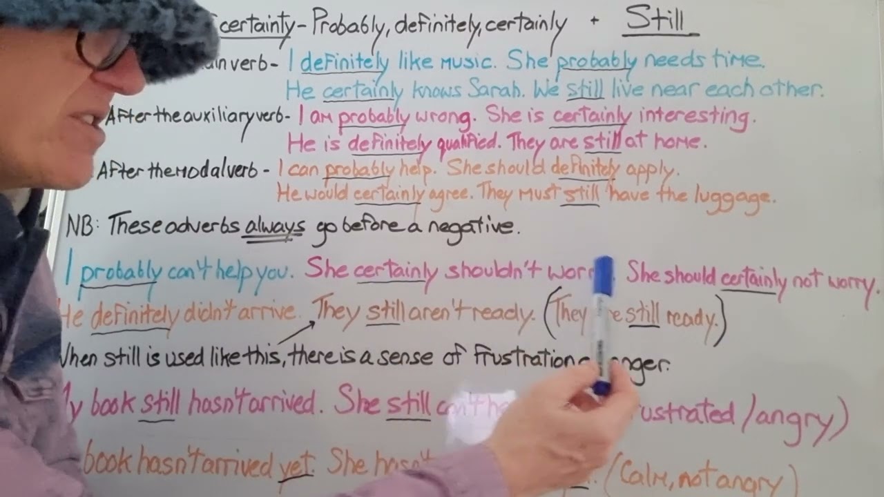 Adverbs of certainty, & still
