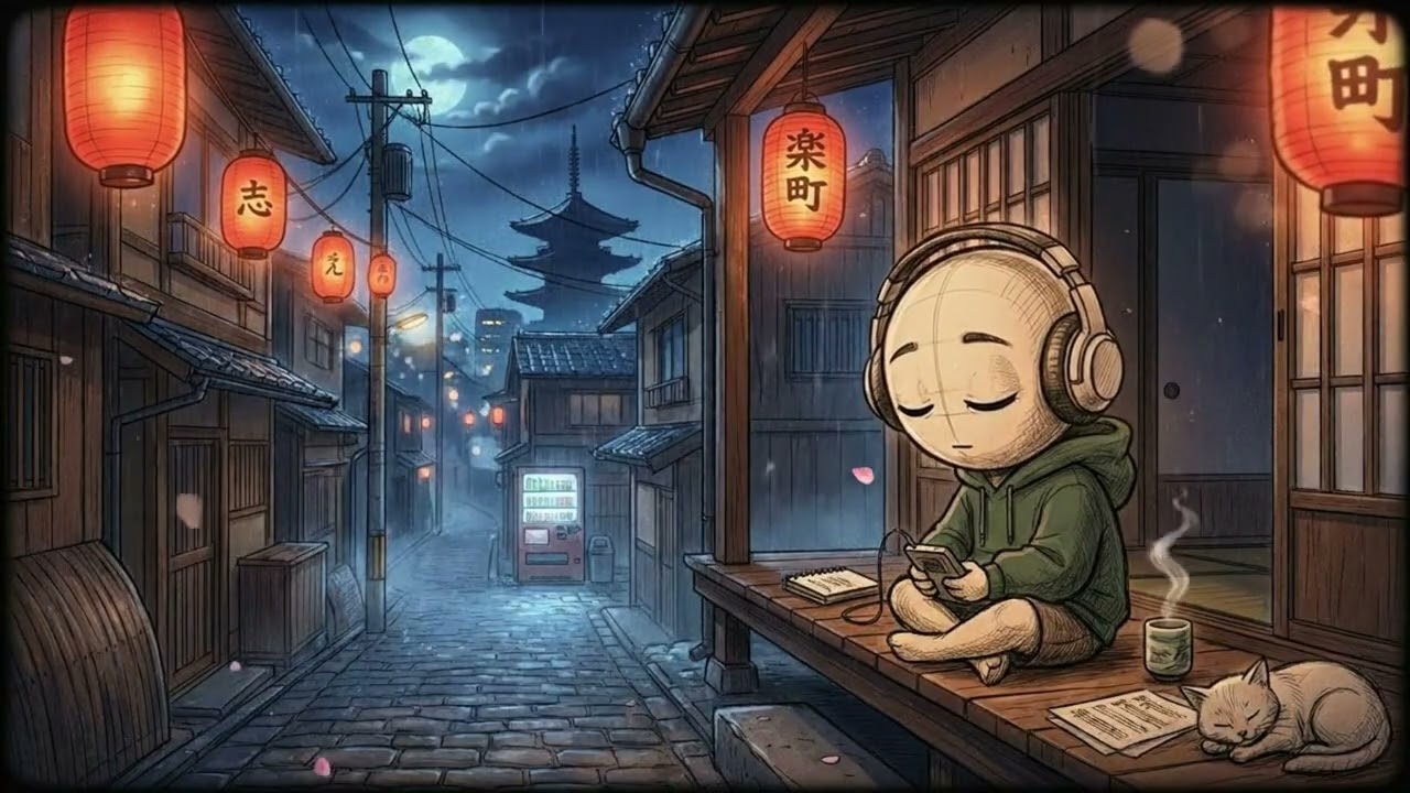 Lofi Scribbles visits Kyoto Nights 🏮 - Beats to Relax and Focus