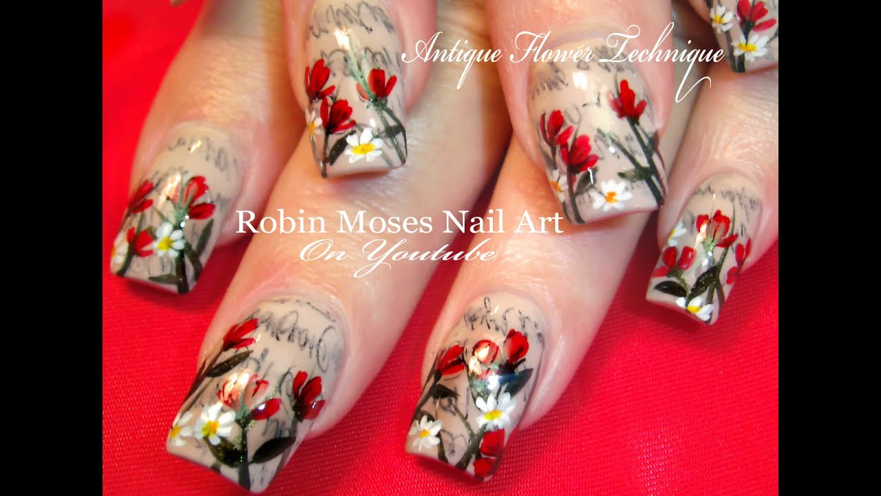Antique Newspaper Nails with Flowers | Newsprint Sharpie Hack Nail Art Design