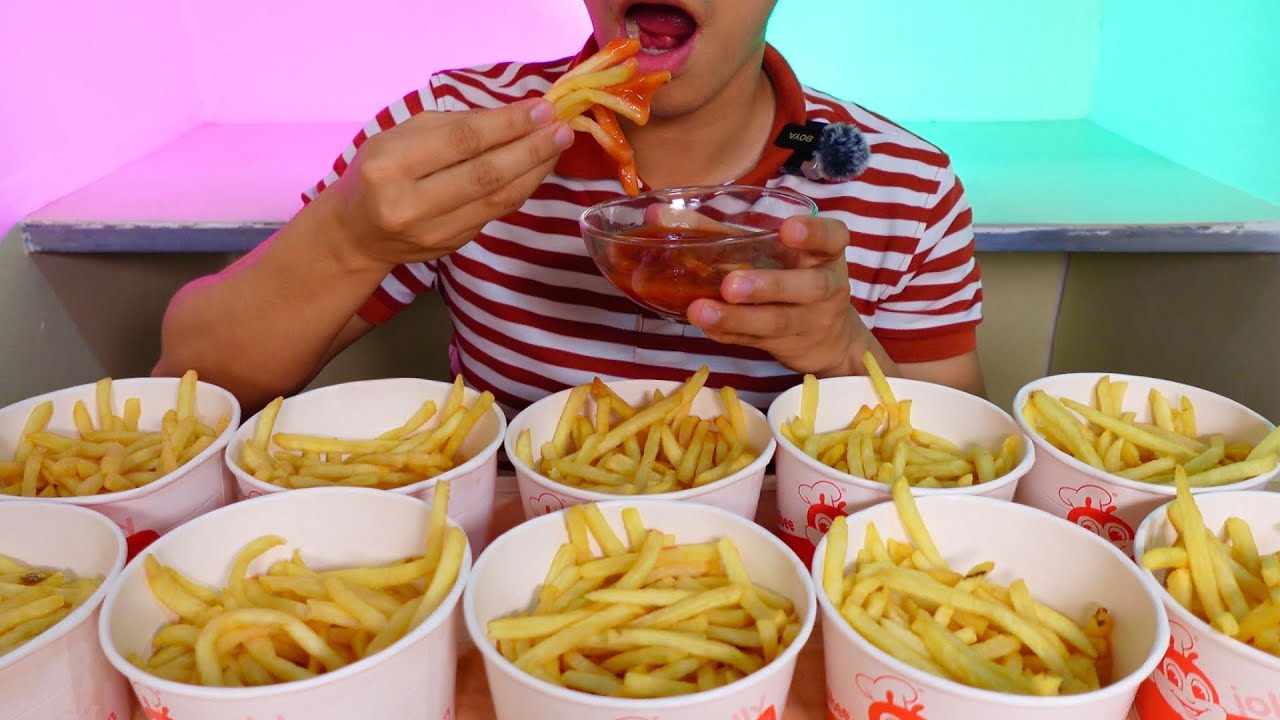 CRUNCHIEST JOLLIBEE FRIES BUCKET MUKBANG ASMR PHILIPPINES *No Talking*