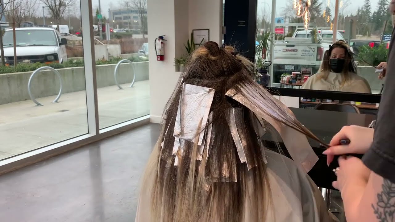 Long hair Balayage Tutorial - Blonde hair techniques highlights and toner formulas