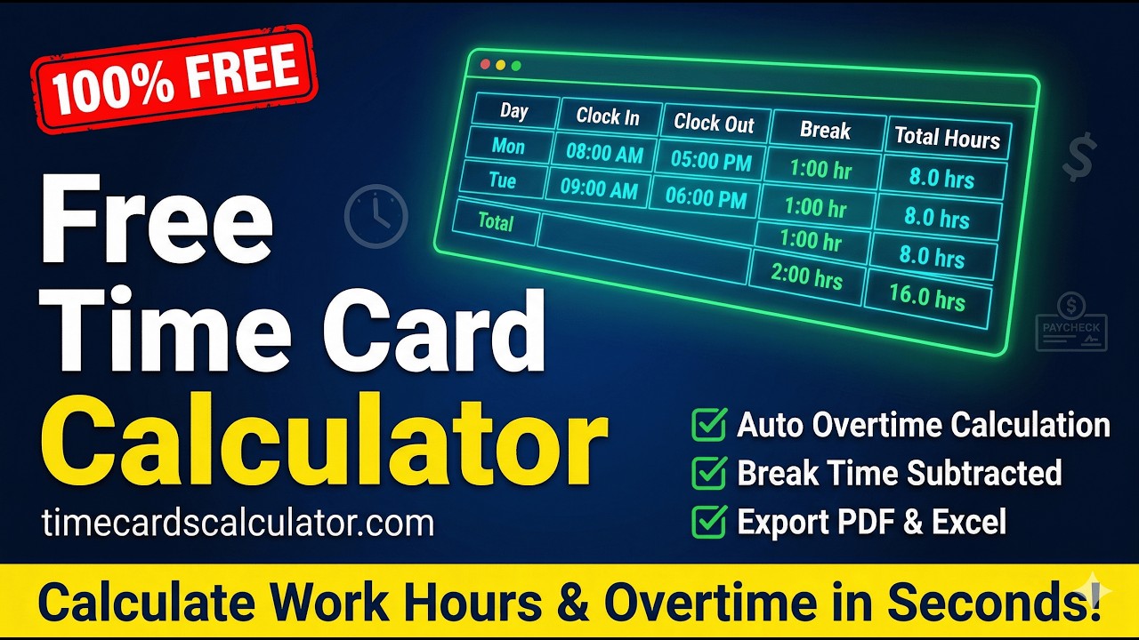 How to Calculate Work Hours & Overtime for Free | Time Card Calculator Tutorial