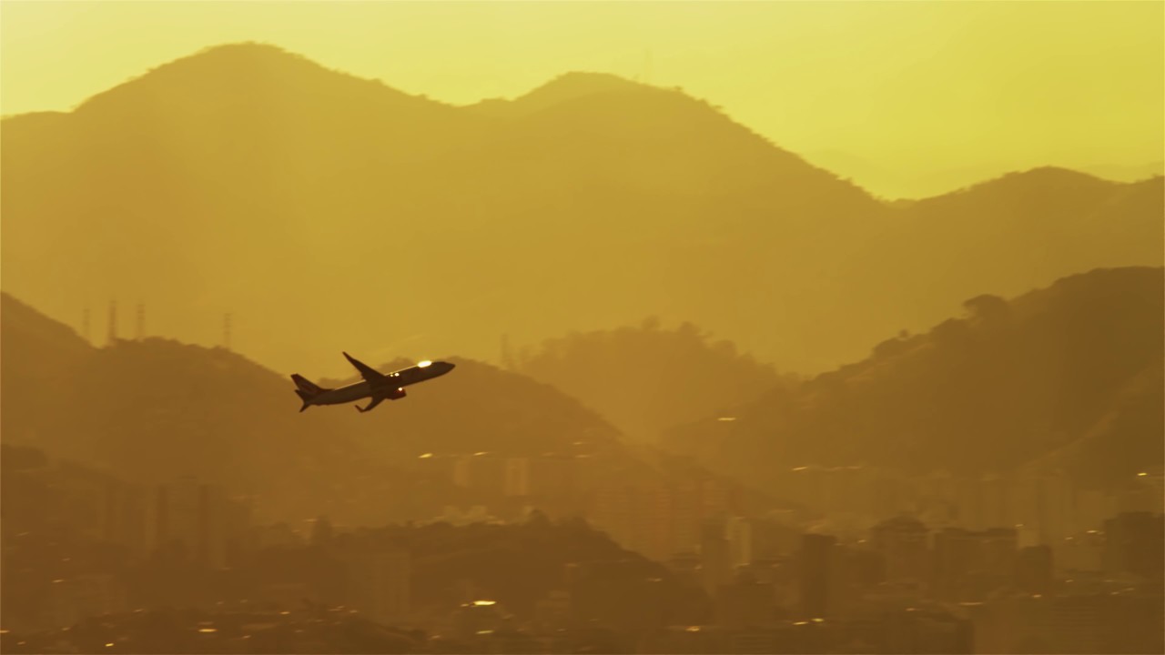 Plane ascending above Rio de Janeiro