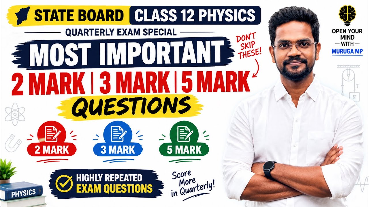 12th Physics Quarterly Exam 2026 | Most Important 2, 3 & 5 Mark Questions 🔥 | TN State Board | Mu...