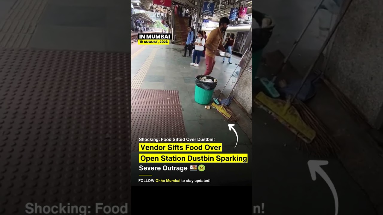HYGIENE SHOCK: Food vendor sifts snacks directly over open station dustbin in Mumbai! 🍱🤢 #shorts