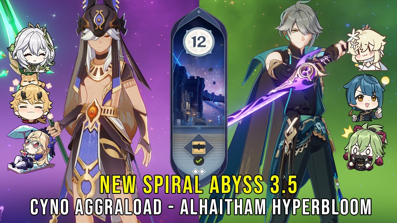 C1 Cyno AggraLoad and C0 Alhaitham Hyperbloom - NEW Genshin Impact Abyss 3.5 - Floor 12 9 Stars