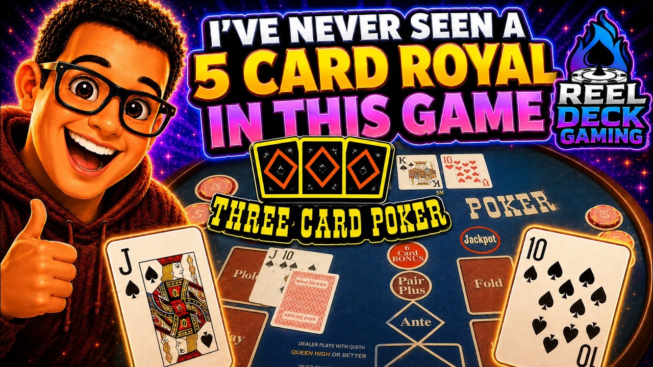 We Almost Hit a 5 Card Royal Flush in 3 Card Poker! Win Derby!