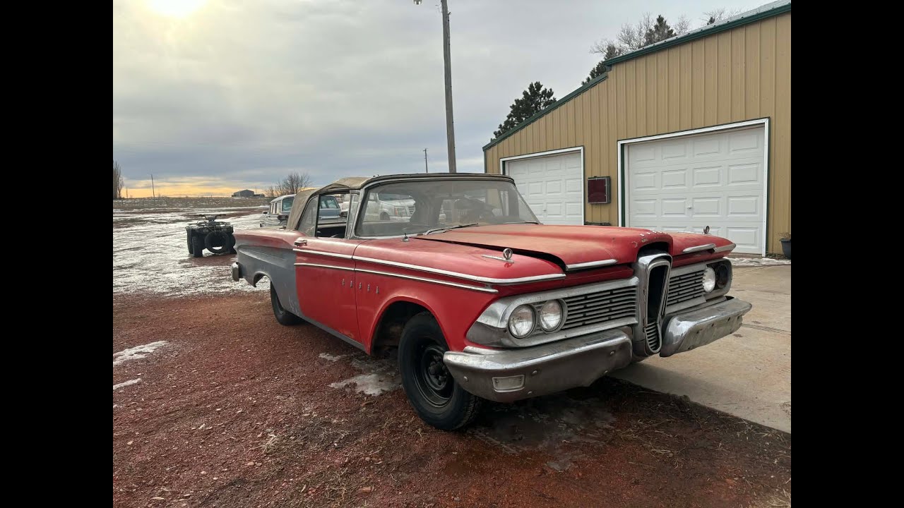 THIS 59 EDSEL RAGTOP WAS LAST RAN IN 1973! TIME TO GET IT RUNNING AND DRIVING AGAIN! PART ONE!