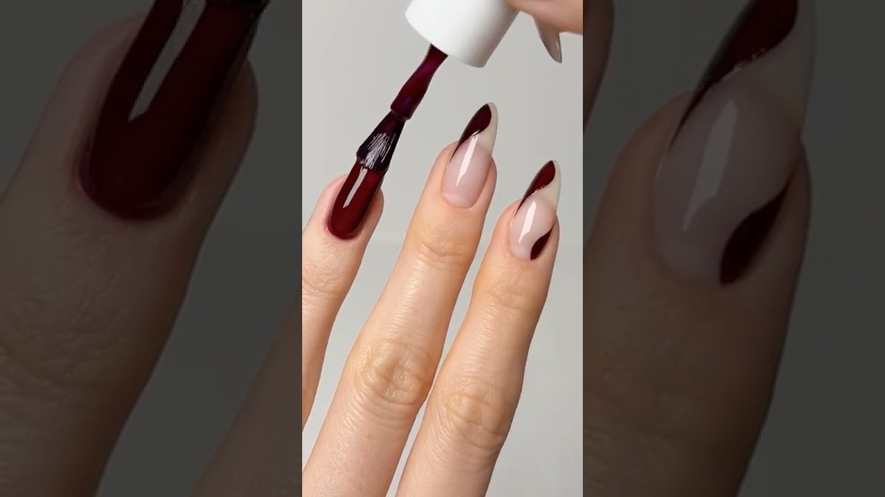 Chic Dark red vampy nails 🥀 🍂 🤎 🎃 | Nail Polish Application and Skincare #nails #nailinspo
