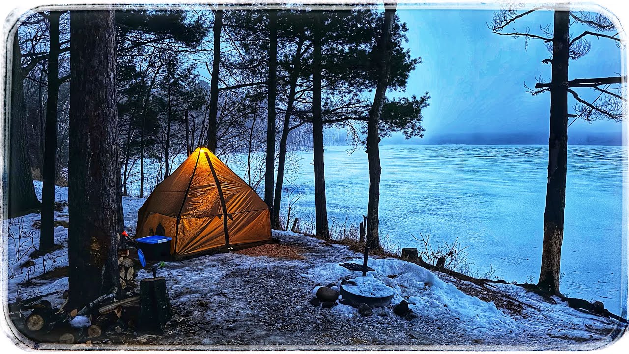 Heavy Fog, Snow & Wind While Hot Tent Camping