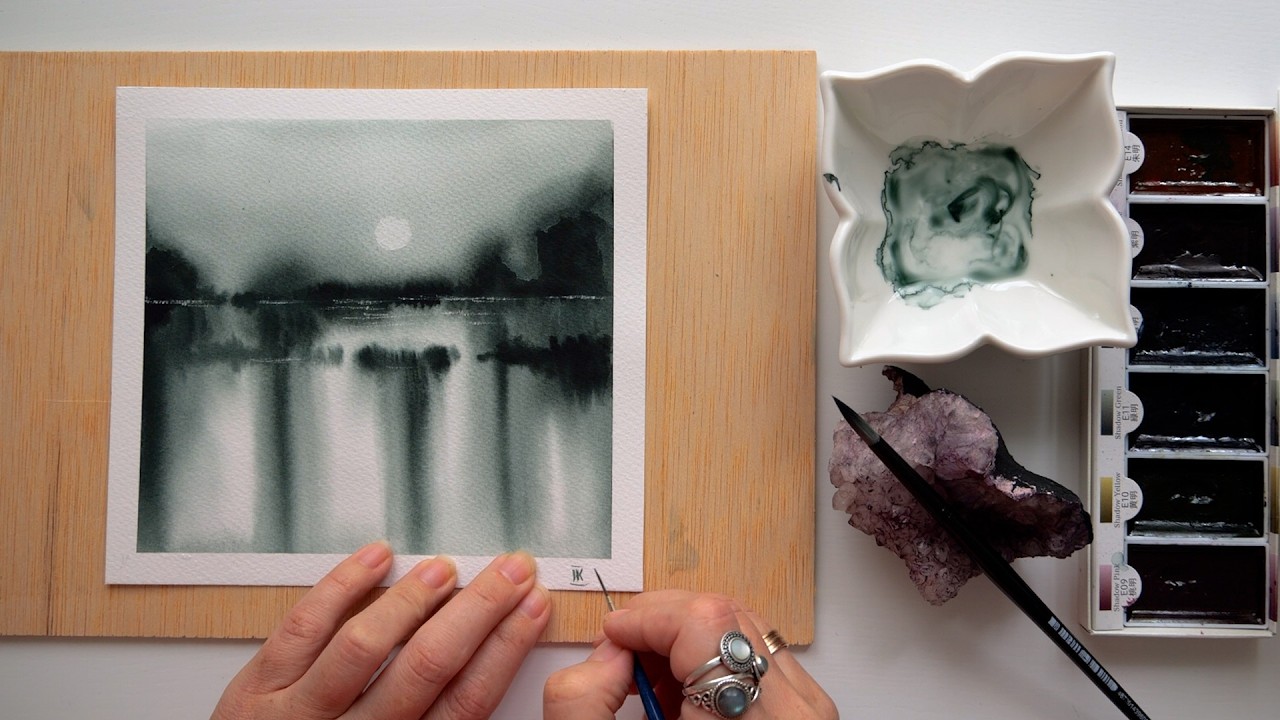 Can You Create a Breathtaking Moonlight Landscape Scene Painting with WATERCOLOR?