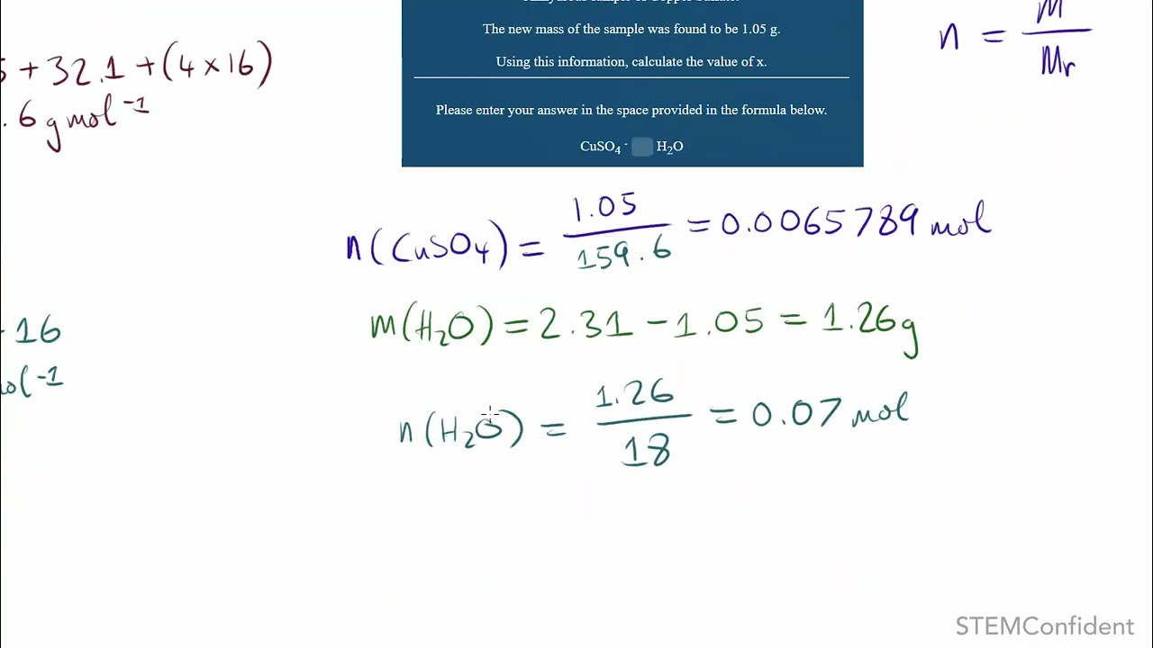 Formula of Hydrated Compound from given Mass - Question 16
