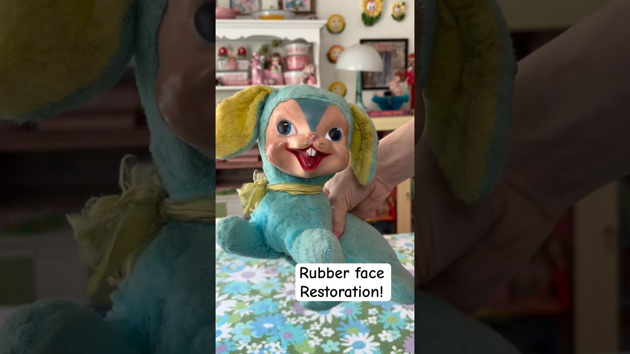 Rubber Face Plush Restoration! #1960s #rushton #rubberfaceplush #kitschy #vintagetoys #bunny