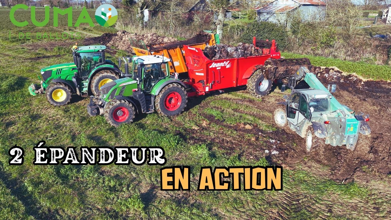 FUMIER 2026 💩- 2 épandeur JEANTIL 🔴 et DANGREVILLE 🟠 - CUMA DE BALLOTS 