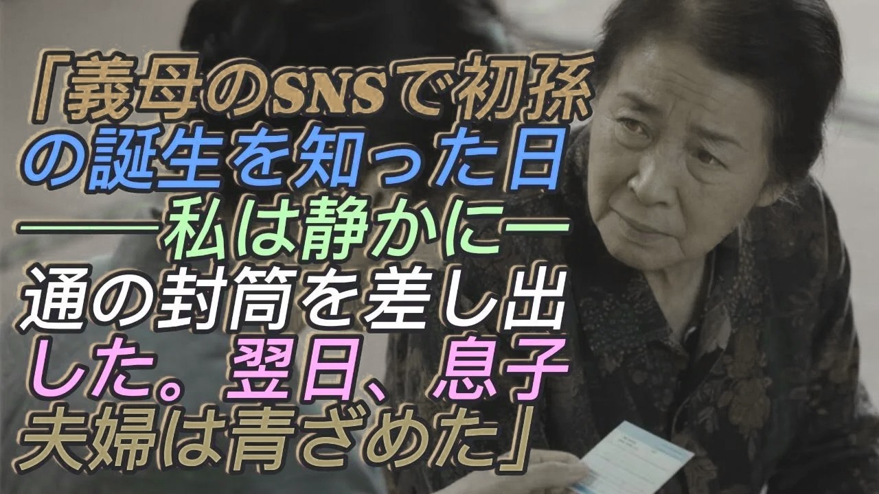 「義母のSNSで初孫の誕生を知った日」支援を続けた私が、“静かに怒りを込めて”差し出した一通の封筒──翌日、息子夫婦が青ざめた理由とは…  p1