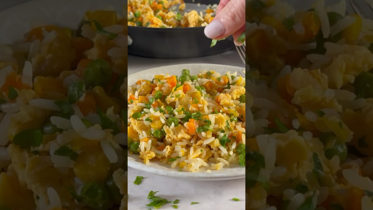 Arroz de ovo com legumes (saud&aacute;vel; f&aacute;cil e r&aacute;pido; vegetariano)