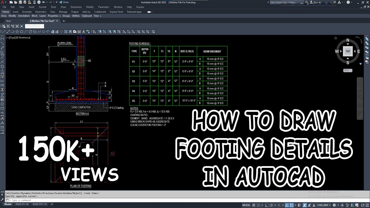 How to draw foundation plan in AutoCAD at structural drawing