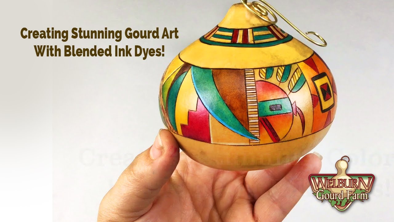 Creating Stunning Gourd Art with Blended Ink Dyes!