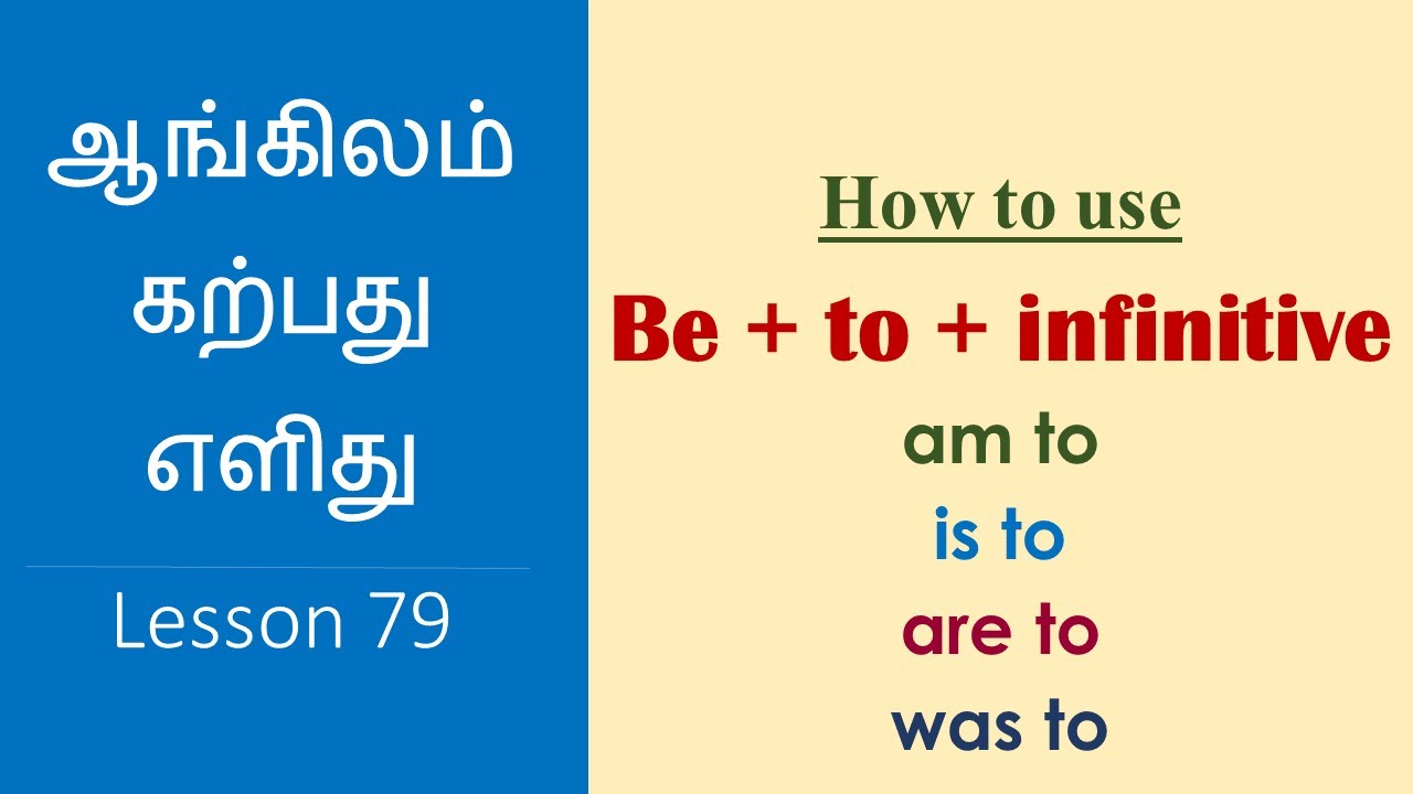 BE TO + infinitive | usage of AM TO, IS TO, ARE TO | Learn English Through Tamil