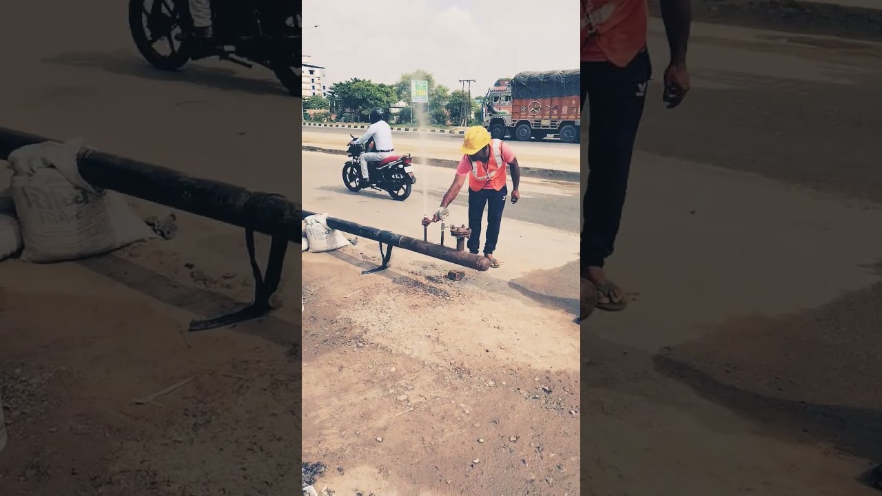 Hydrotesting of pipeline 🌊🫧 hydro test kaise kiya jata hai. #hydrotest #hydrotesting #pipeline #cgd