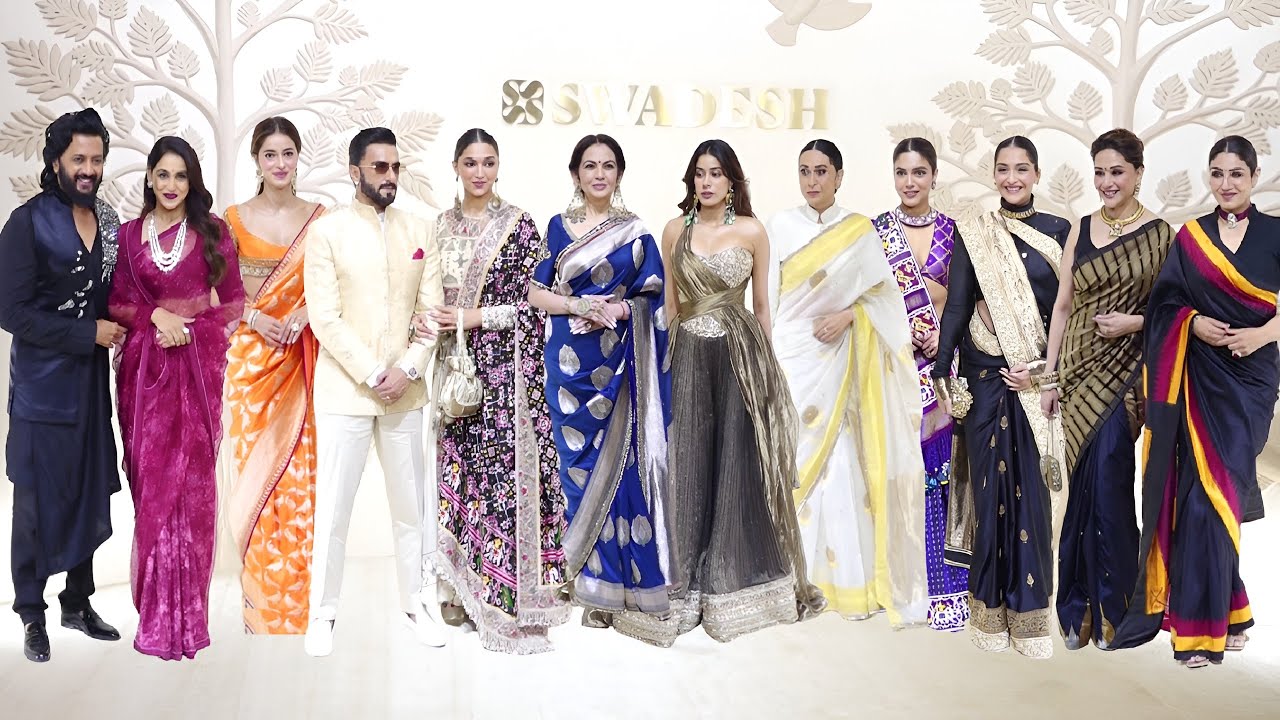 Ranveer, Deepika, Raveena, Karishma, Ananya, Jhanvi & Madhuri At Swadesh Launch By Nita Ambani