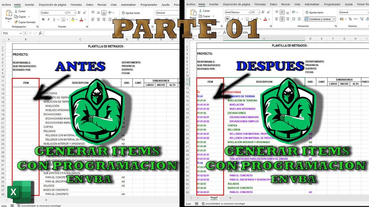 COMO GENERAR ITEM DE METRADO CON PROGRAMACIÓN EN VBA - Excel Parte 01