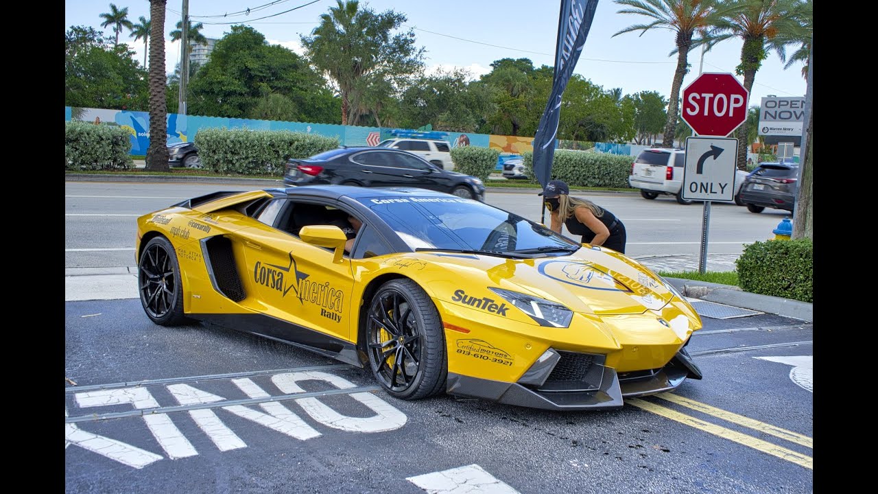 100+ Supercars Arriving to Lamborghini Miami 2020 CORSA RALLY Aventador SVJ, Huracan EVO, Ferrari